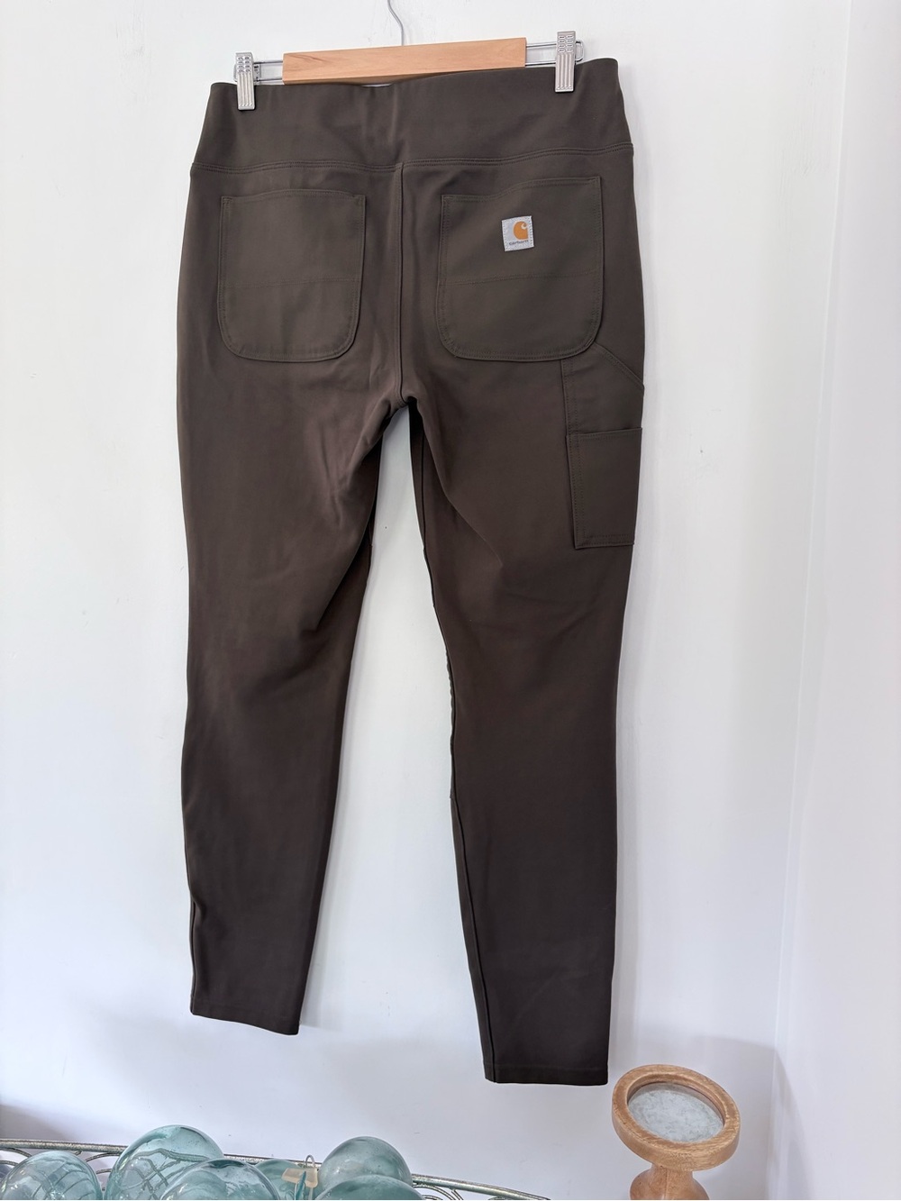 CARHARTT Sz M Brown Pull-On Force Fit Utility Pants Stretch Pockets Work Comfort